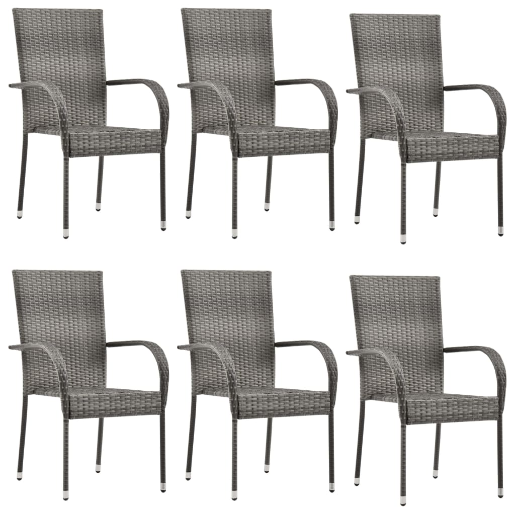 Luis 7 Piece Patio Dining Set Gray Poly Rattan