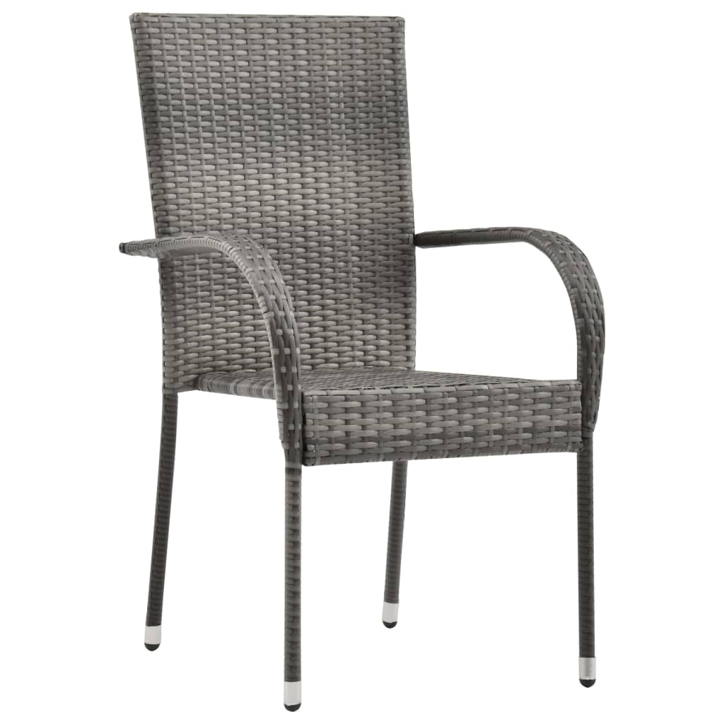 Luis 7 Piece Patio Dining Set Gray Poly Rattan