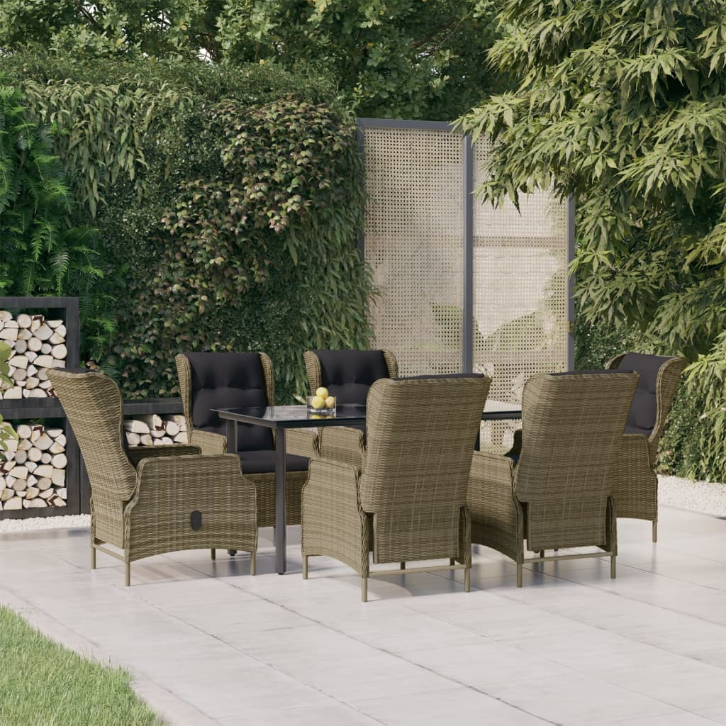 Cyprus 7 Piece Patio Dining Set Brown Poly Rattan