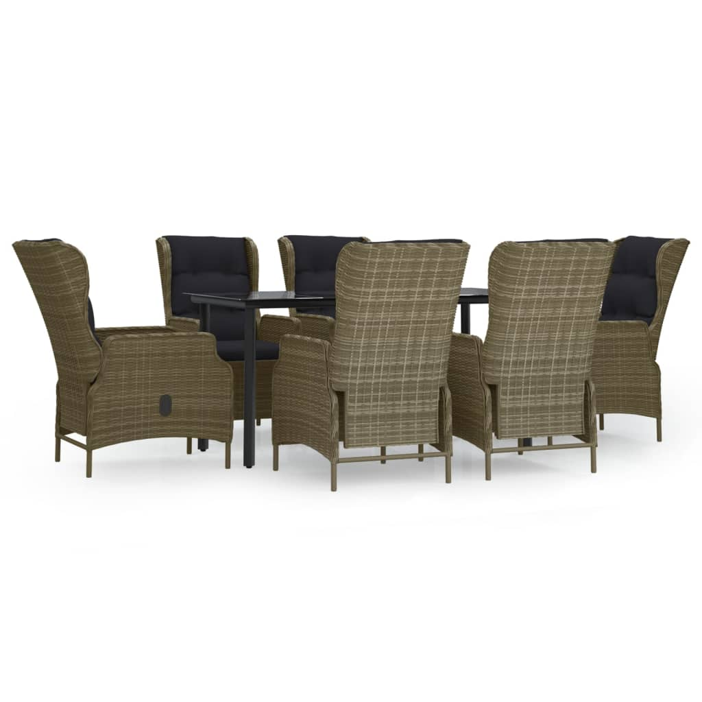 Cyprus 7 Piece Patio Dining Set Brown Poly Rattan