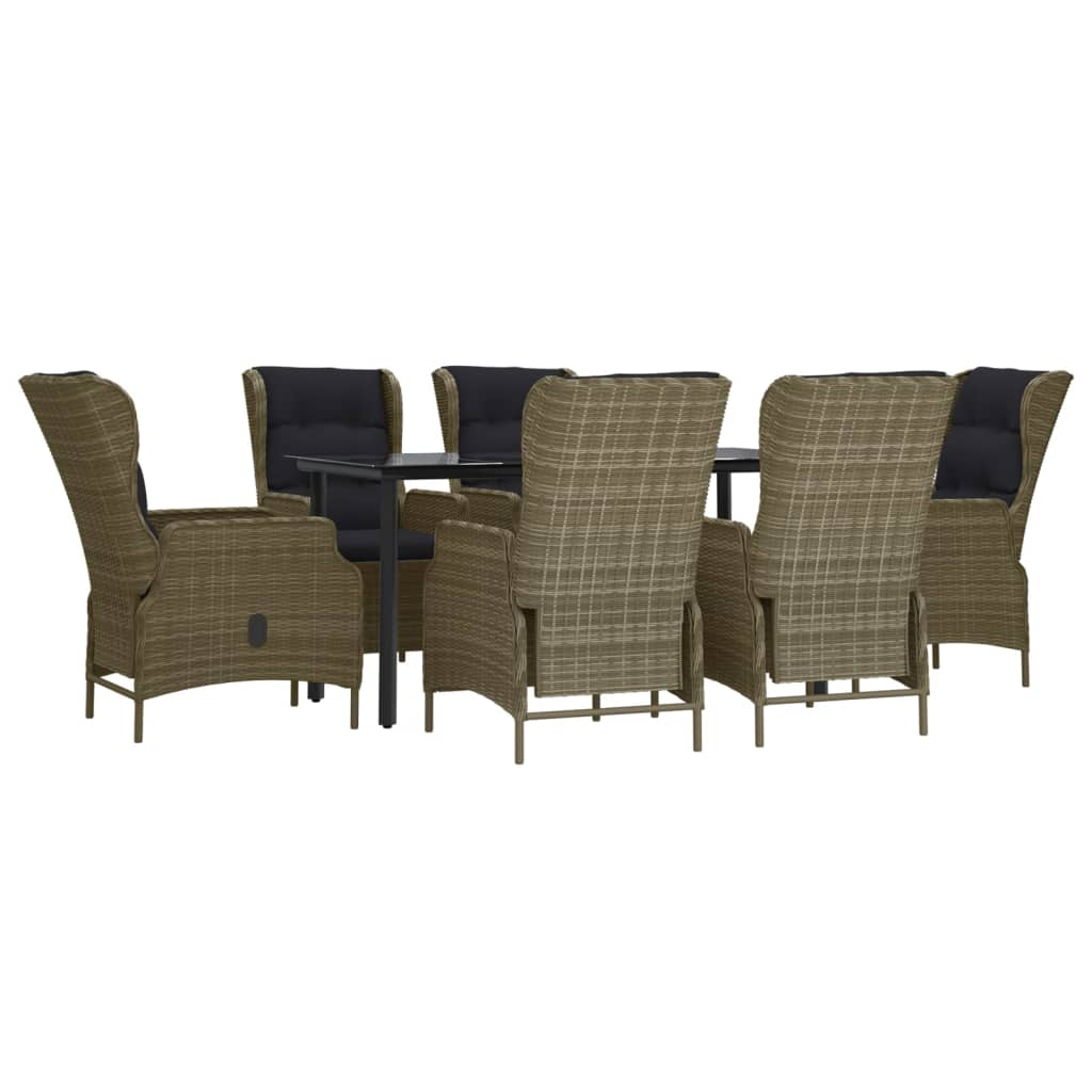 Cyprus 7 Piece Patio Dining Set Brown Poly Rattan