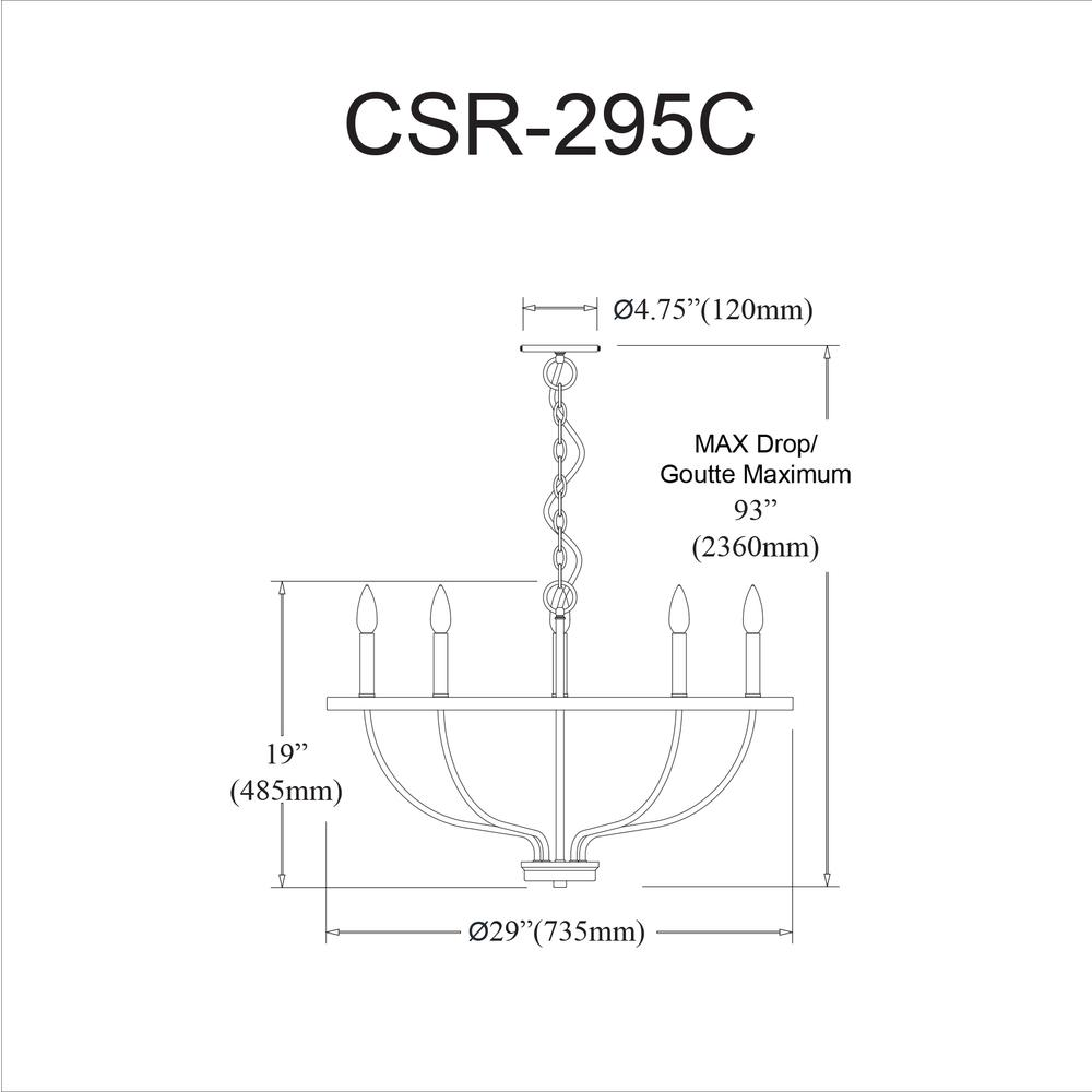 5 Light Incandescent Aged Brass Chandelier        (CSR-295C-AGB)