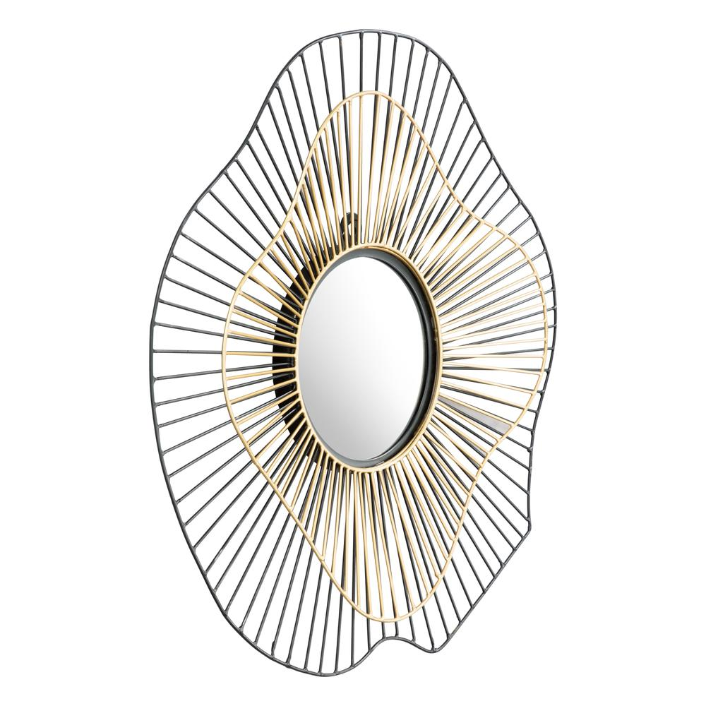 Comet Round Mirror Black & Gold