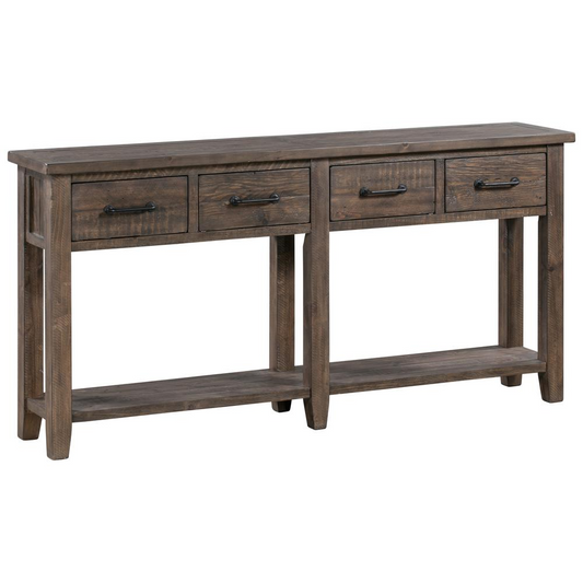 Crestview Collection Recycled Pine Tavern Finish 4 Drawer Console