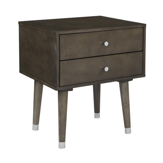 Cupertino Side Table w/ 2 Drawers in Grey Finish and K/D Legs, CUP082-GRY