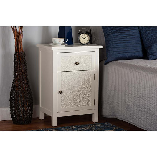 Baxton Studio Lambert Classic and Traditional White Finished Wood 1-Drawer Nightstand