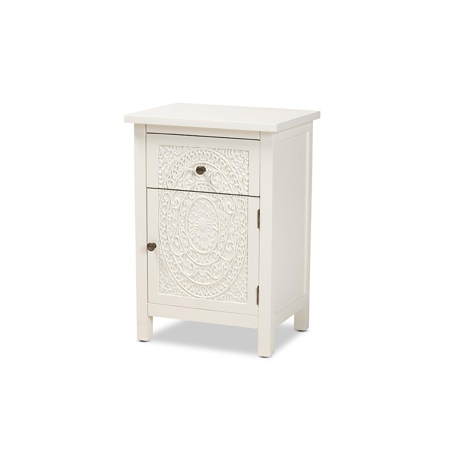 Baxton Studio Lambert Classic and Traditional White Finished Wood 1-Drawer Nightstand