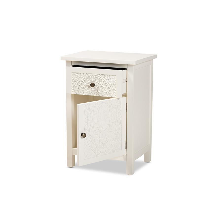 Baxton Studio Lambert Classic and Traditional White Finished Wood 1-Drawer Nightstand