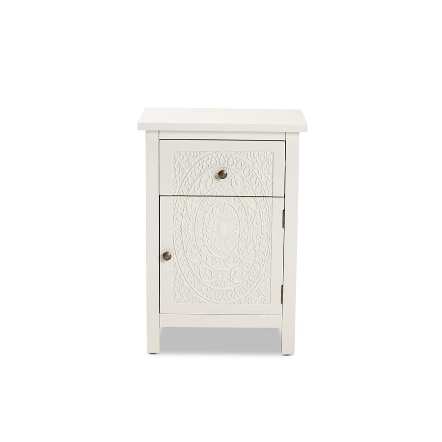 Baxton Studio Lambert Classic and Traditional White Finished Wood 1-Drawer Nightstand