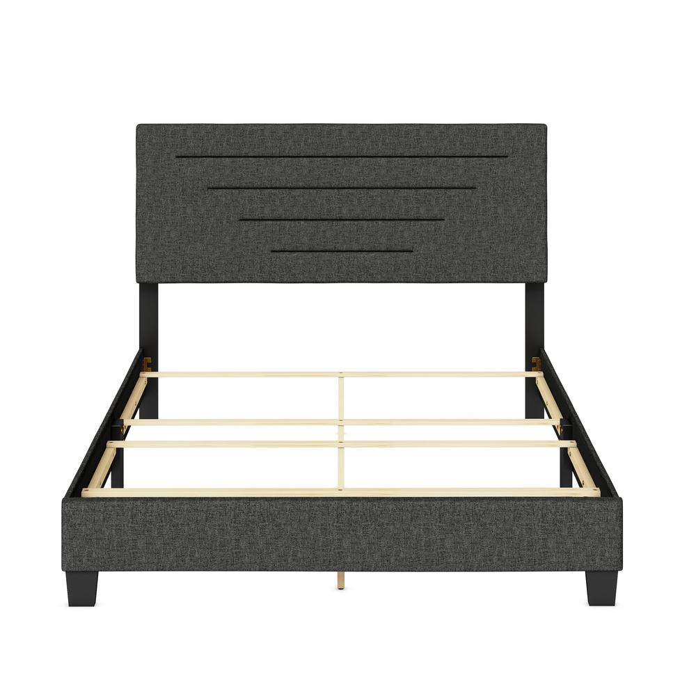 Cordoba Upholstered Linen Platform Bed, Queen, Black