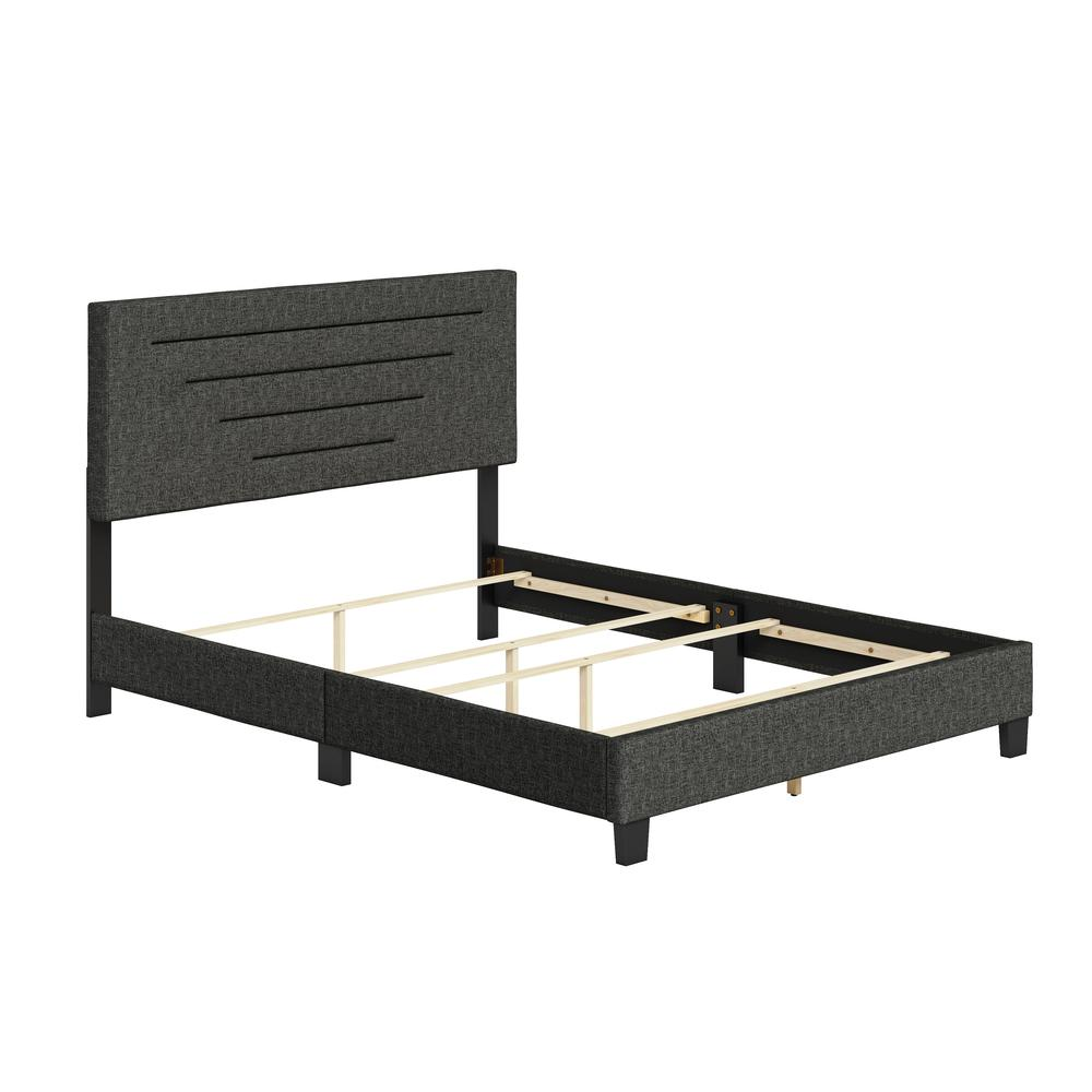 Cordoba Upholstered Linen Platform Bed, Twin, Black