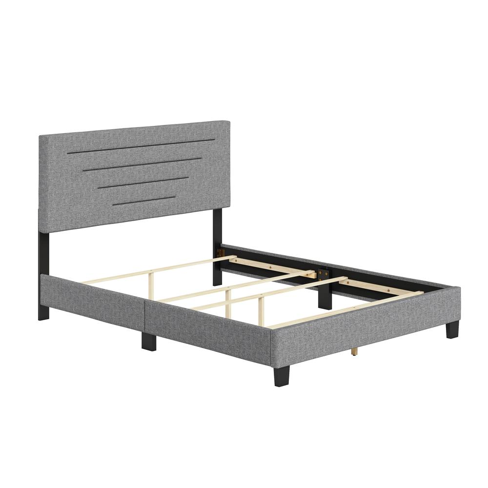 Cordoba Upholstered Linen Platform Bed, King, Gray