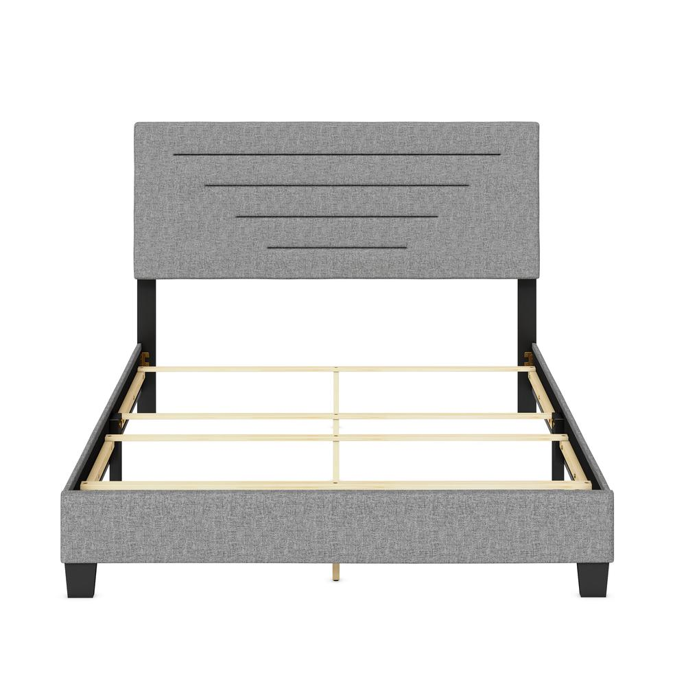 Cordoba Upholstered Linen Platform Bed, King, Gray