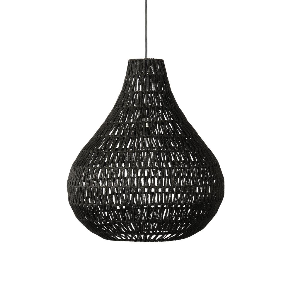 Quaid 1-Light Woven Black Pendant  By Kosas Home