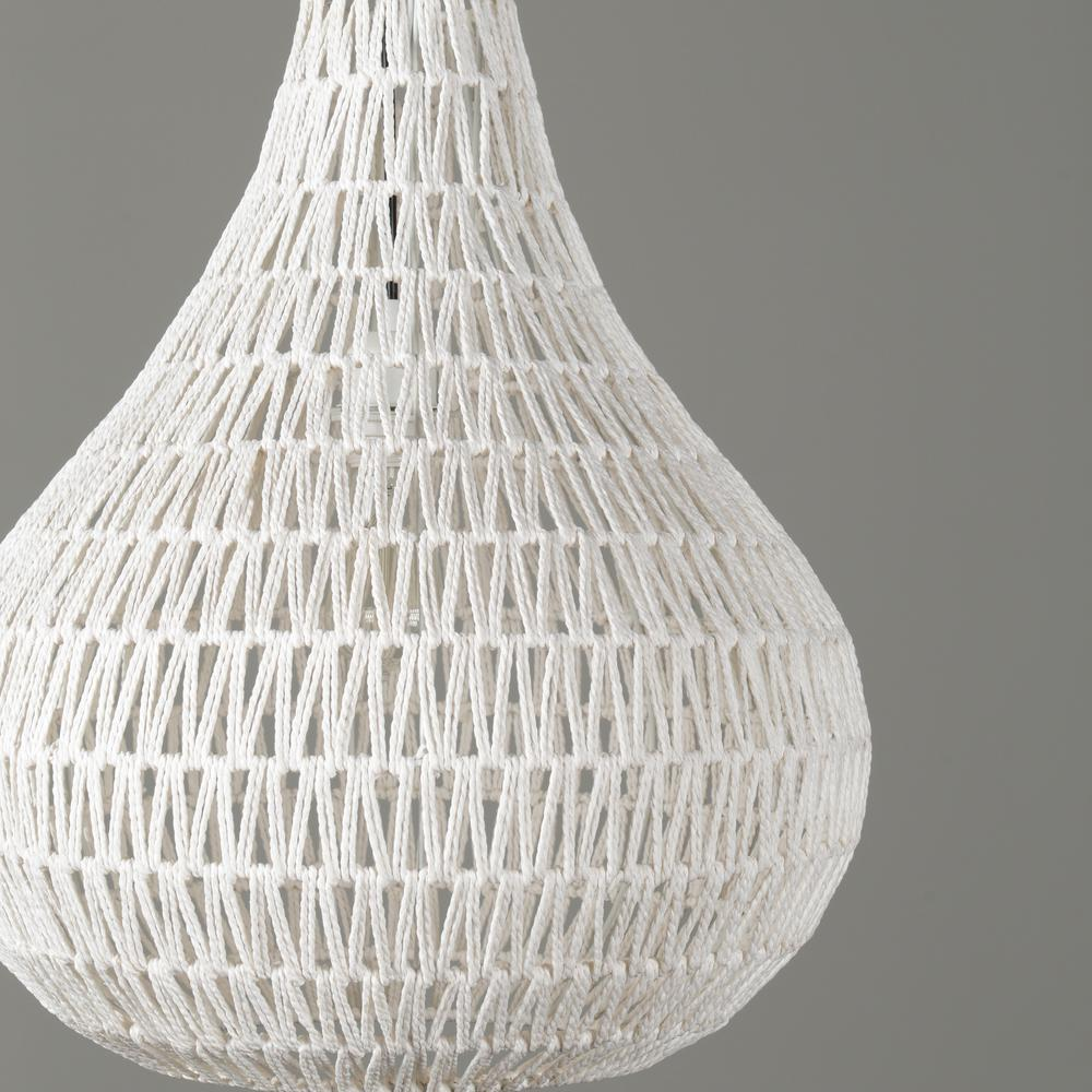 Quaid 1-Light Woven White Pendant  By Kosas Home