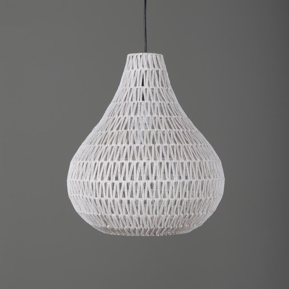 Quaid 1-Light Woven White Pendant  By Kosas Home