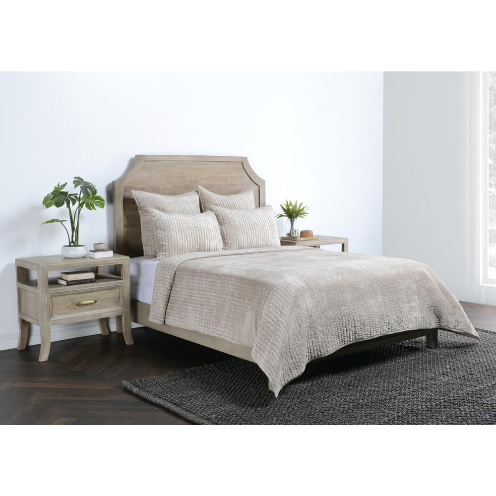 Dimitry 100% Rayon Velvet Pebble Beige Queen Quilt by Kosas Home