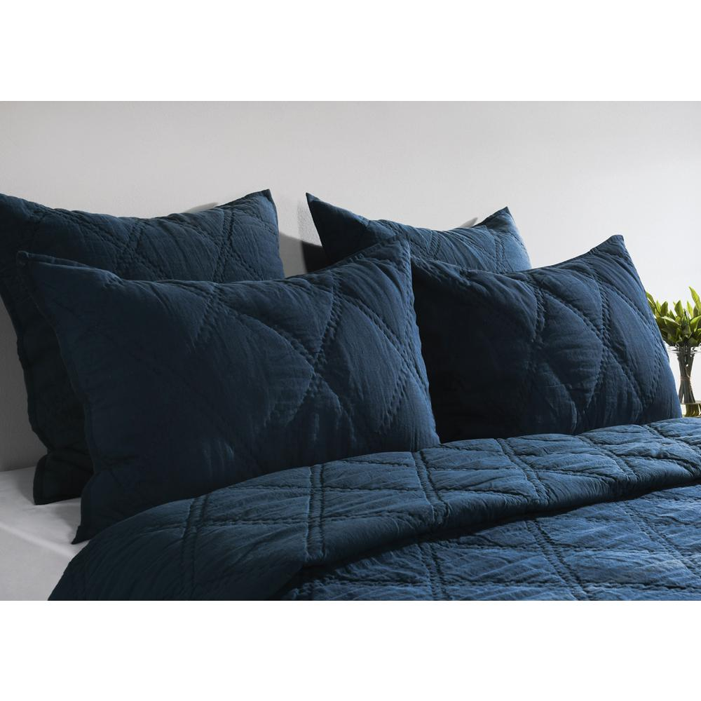 Casi 100% Belgian Flax Linen Midnight Blue Queen Quilt by Kosas Home