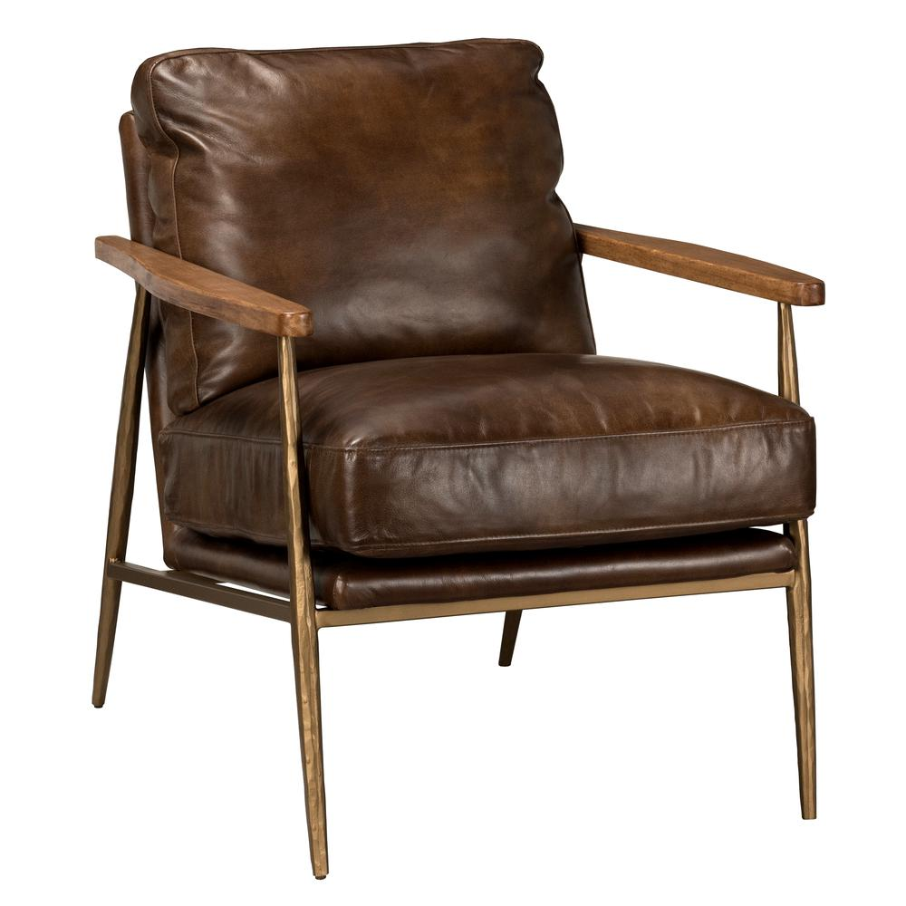 Arnold Leather Club Chair Antique Brown by Kosas Home