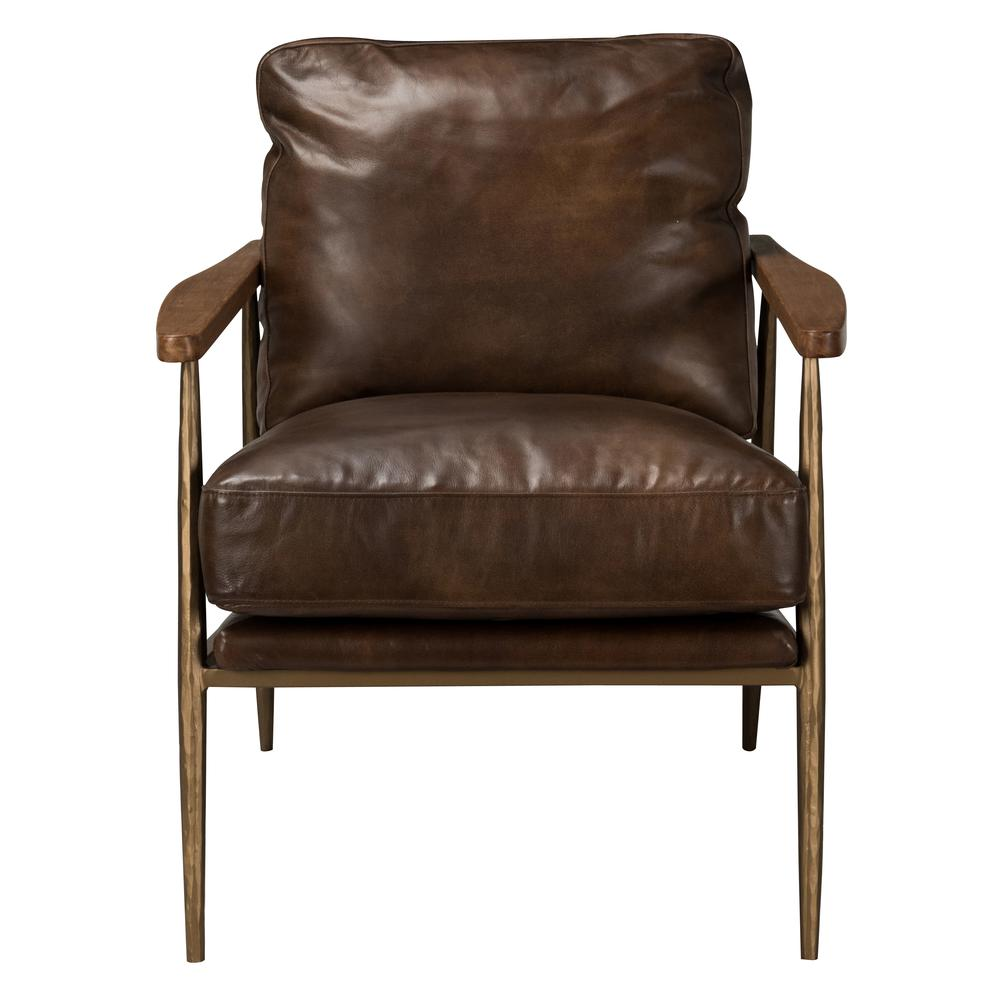 Arnold Leather Club Chair Antique Brown by Kosas Home