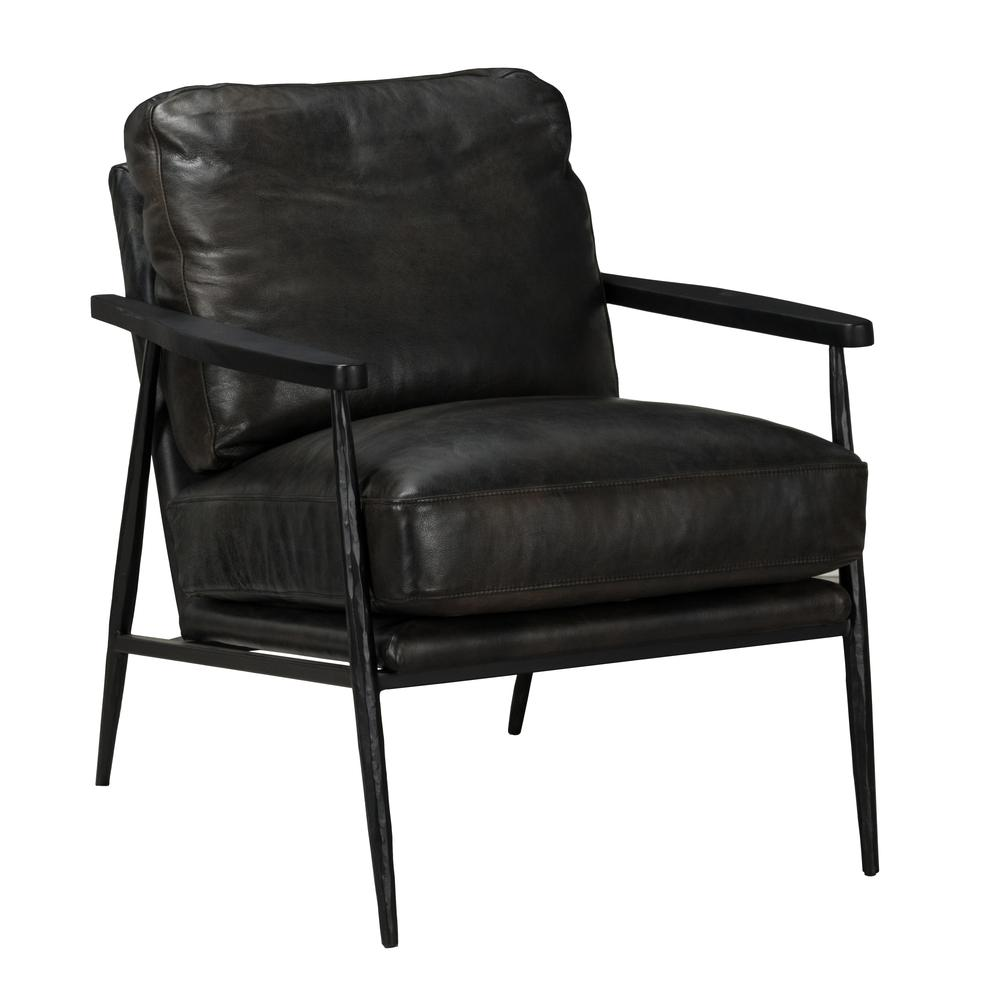 Arnold Leather Club Chair Black by Kosas Home