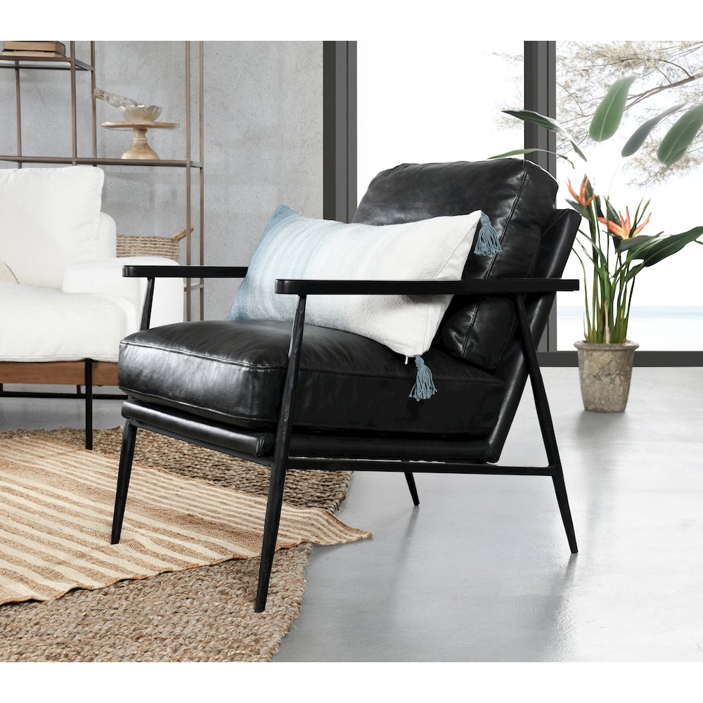 Arnold Leather Club Chair Black by Kosas Home