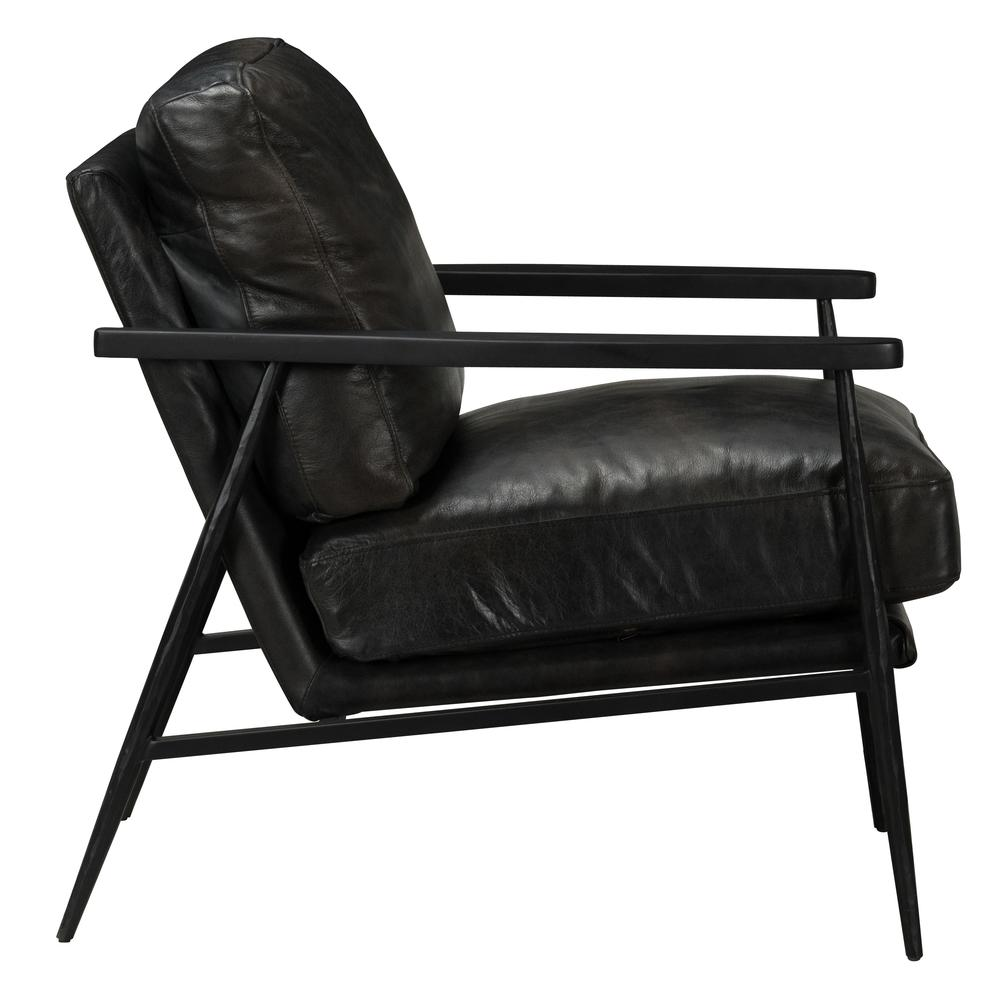 Arnold Leather Club Chair Black by Kosas Home