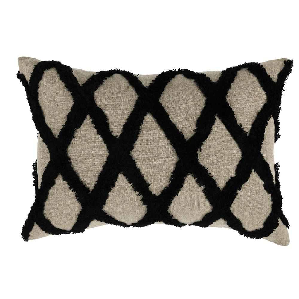 Evangeline 100% Linen 14"x 20" Throw Pillow in Black by Kosas Home