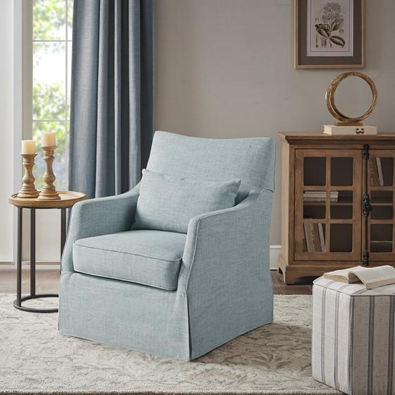 Skirted Swivel Chair, 28x31,5, Light Blue