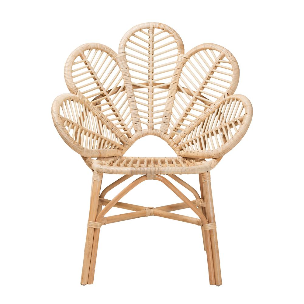 bali & pari Bianca Modern Bohemian Natural Brown Rattan Flower Chair