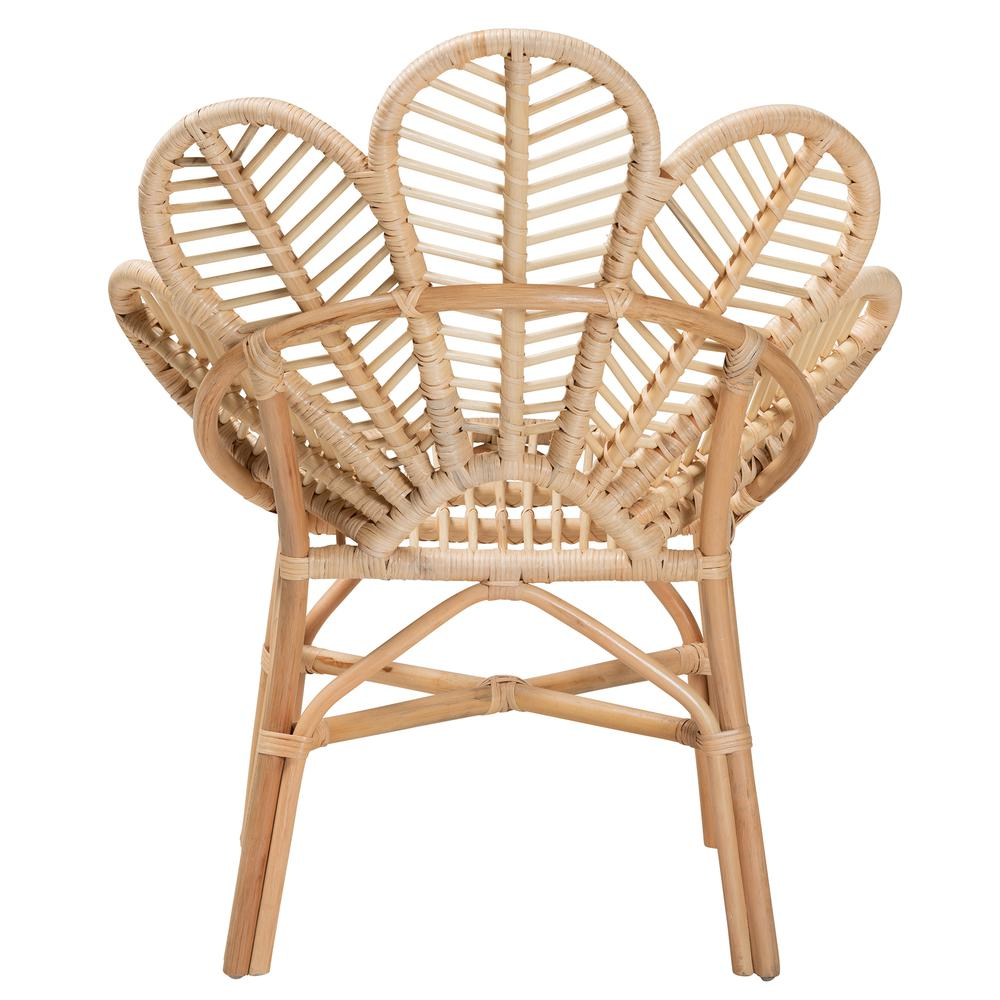 bali & pari Bianca Modern Bohemian Natural Brown Rattan Flower Chair