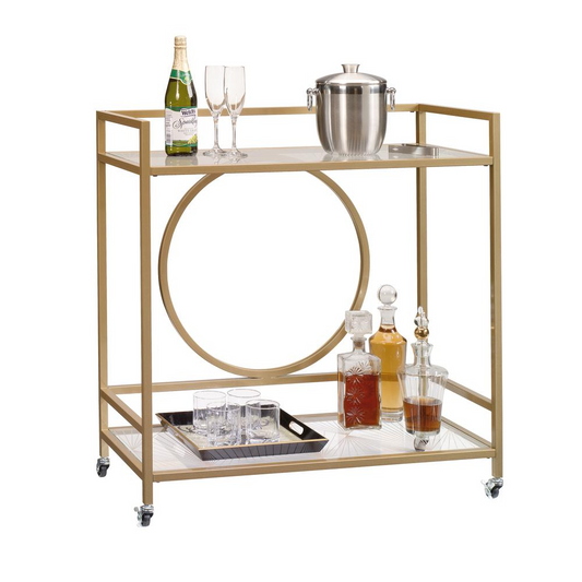 Int Lux Bar Cart Cle Satin Gold/Glass 3A