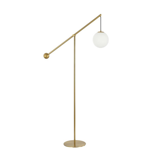 Opal Incandescent Floor Lamp Aged Brass