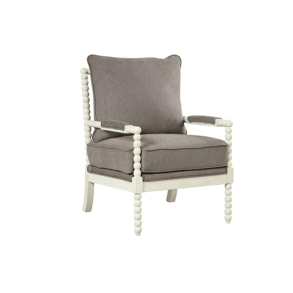 Jewell Fabric Accent Chair Taupe, Off White Frame