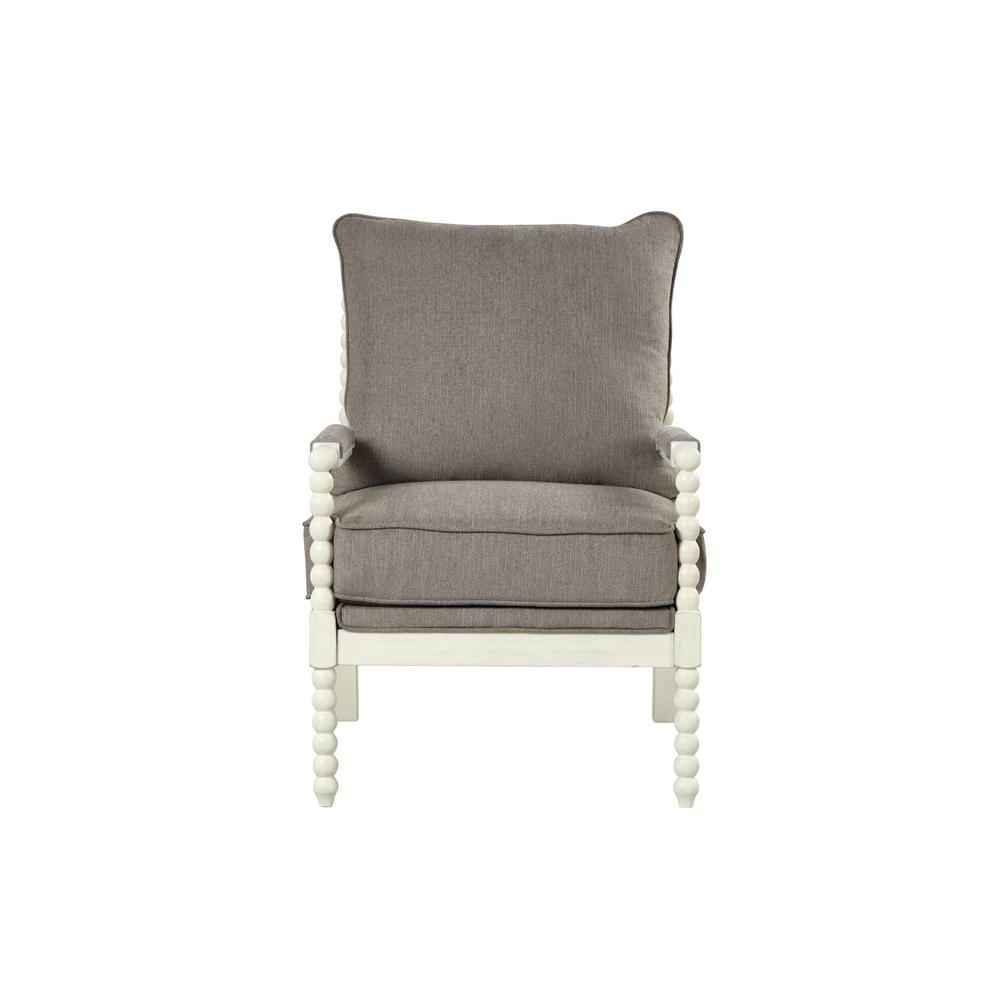 Jewell Fabric Accent Chair Taupe, Off White Frame