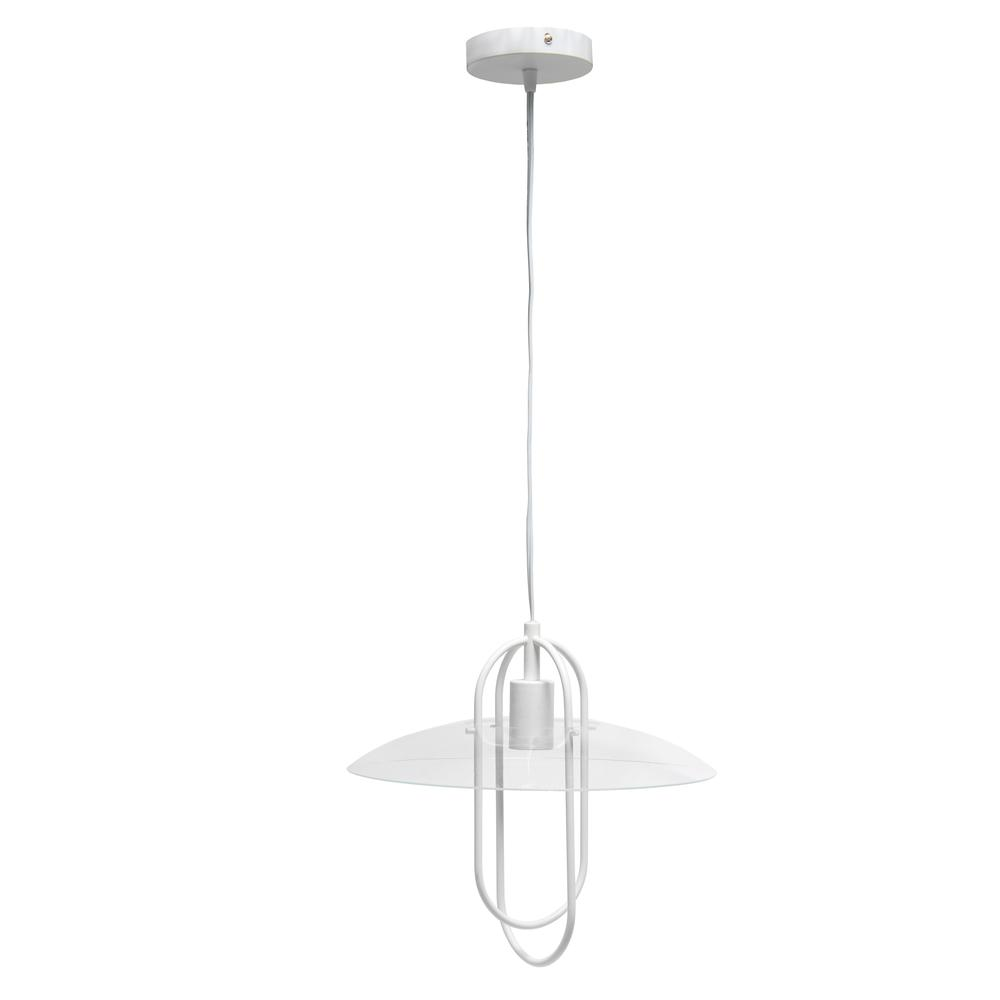 Simple Designs 1 Light Modern Metal Pendant Light, White