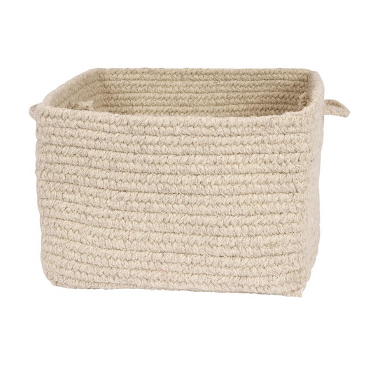 Chunky Natural Wool Square Basket - Light Gray 14"x10"