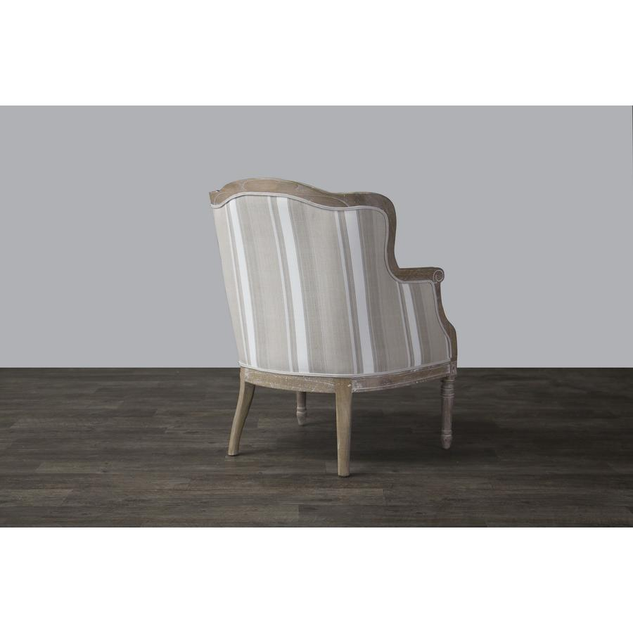 Charlemagne Traditional French Accent Chair-Oak (Brown Stripe)