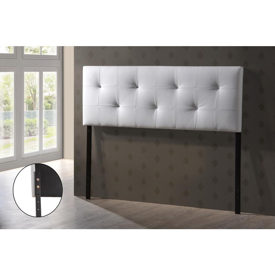 Dalini Modern and Contemporary Queen White Faux Leather Headboard