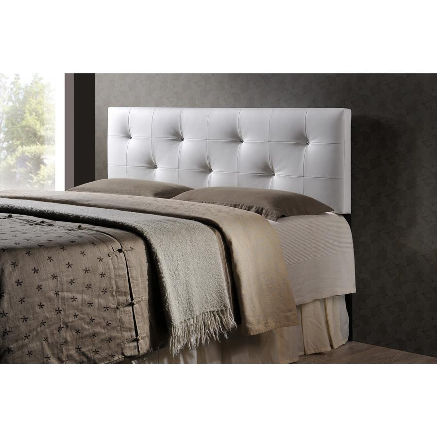 Dalini Modern and Contemporary Queen White Faux Leather Headboard