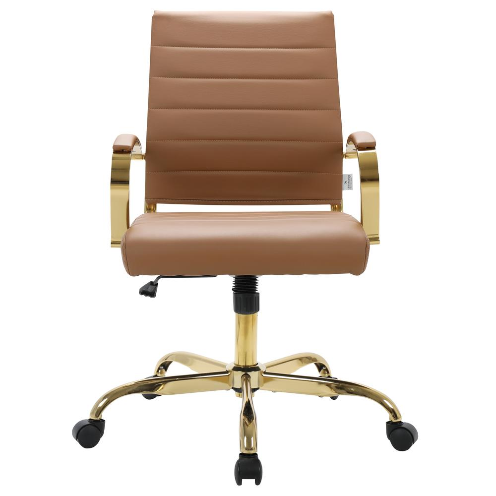 LeisureMod Benmar Home Leather Office Chair With Gold Frame BOG19BRL