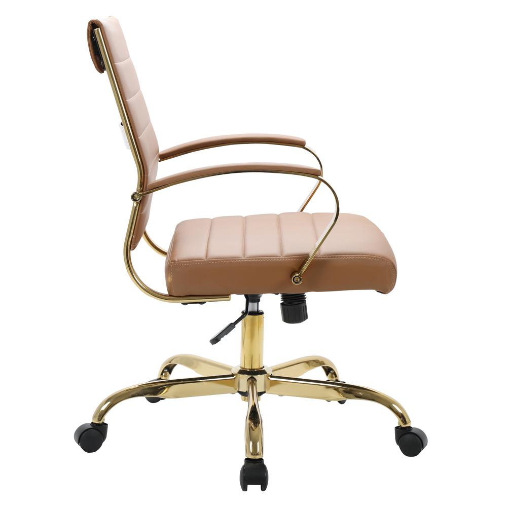 LeisureMod Benmar Home Leather Office Chair With Gold Frame BOG19BRL