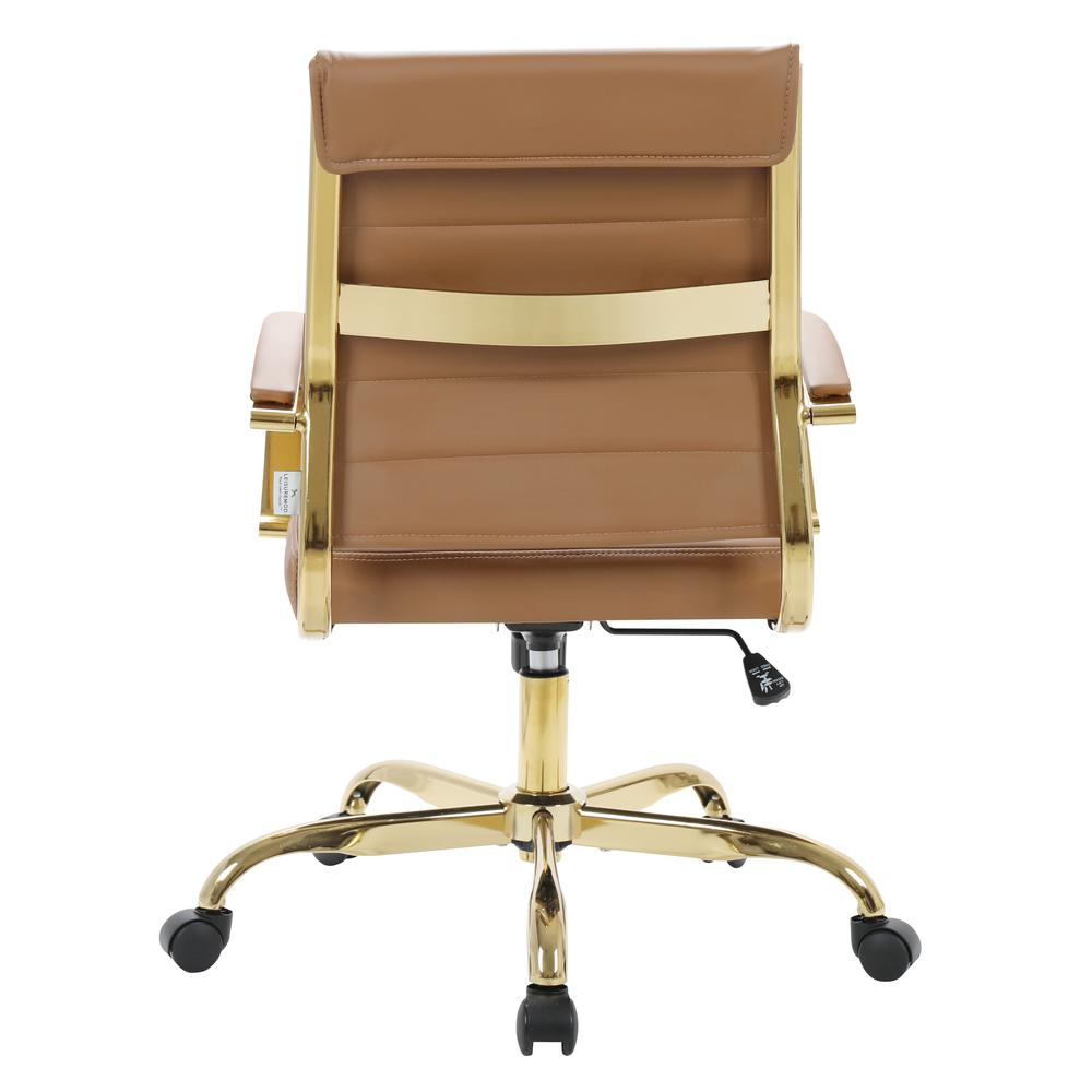 LeisureMod Benmar Home Leather Office Chair With Gold Frame BOG19BRL