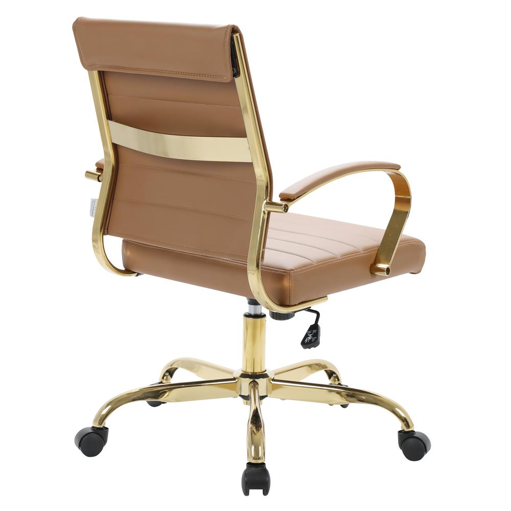 LeisureMod Benmar Home Leather Office Chair With Gold Frame BOG19BRL