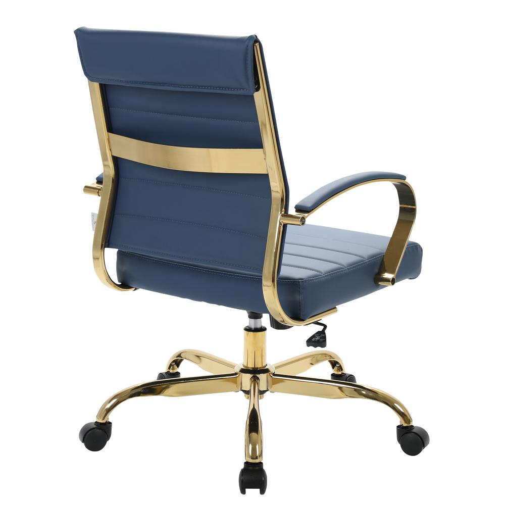 LeisureMod Benmar Home Leather Office Chair With Gold Frame BOG19BUL