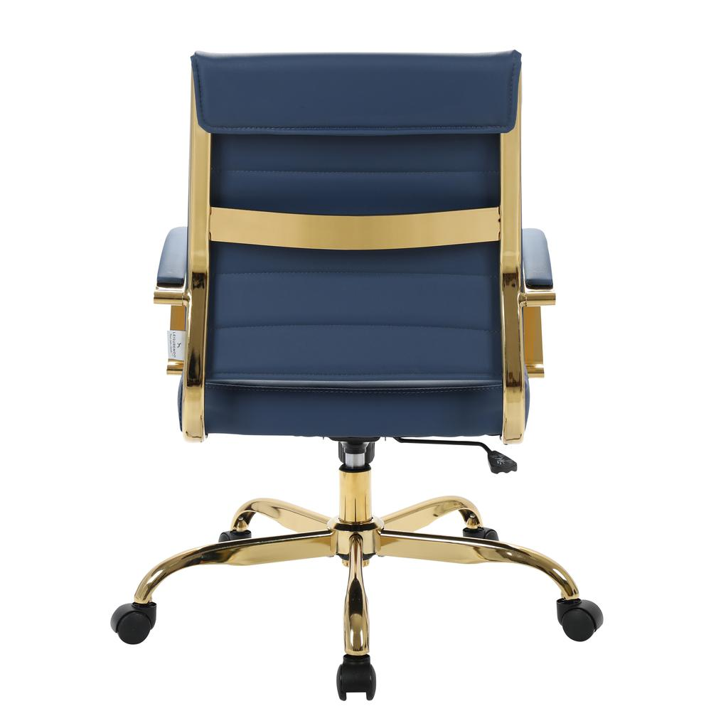 LeisureMod Benmar Home Leather Office Chair With Gold Frame BOG19BUL