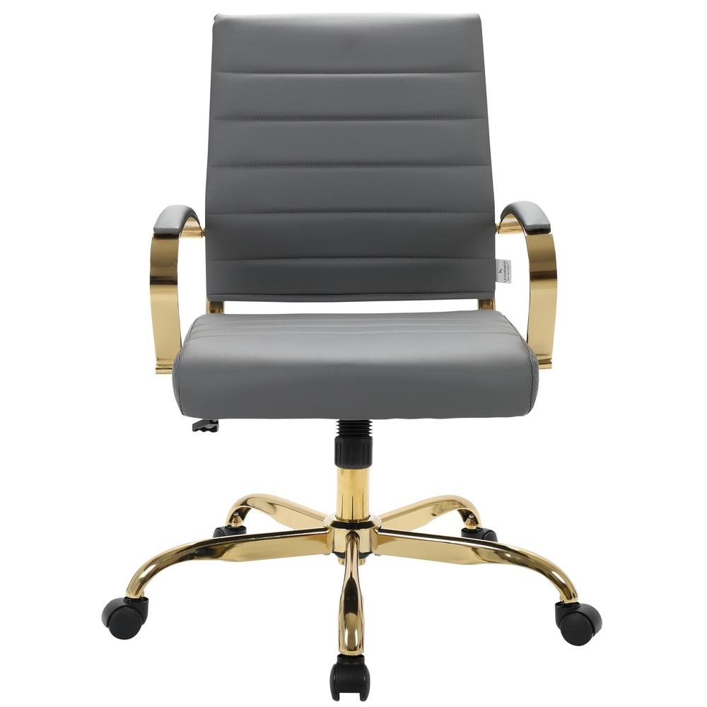 LeisureMod Benmar Home Leather Office Chair With Gold Frame BOG19GRL