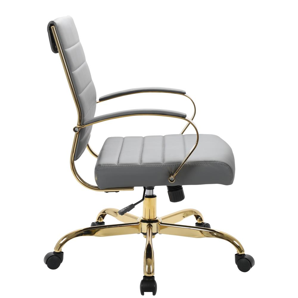 LeisureMod Benmar Home Leather Office Chair With Gold Frame BOG19GRL