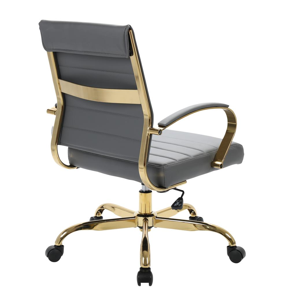 LeisureMod Benmar Home Leather Office Chair With Gold Frame BOG19GRL