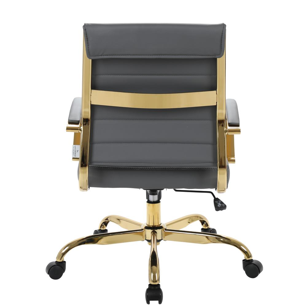 LeisureMod Benmar Home Leather Office Chair With Gold Frame BOG19GRL